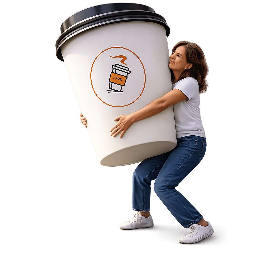 Woman with custom paper cup