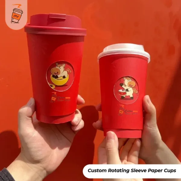 Custom Rotating Sleeve Paper Cups
